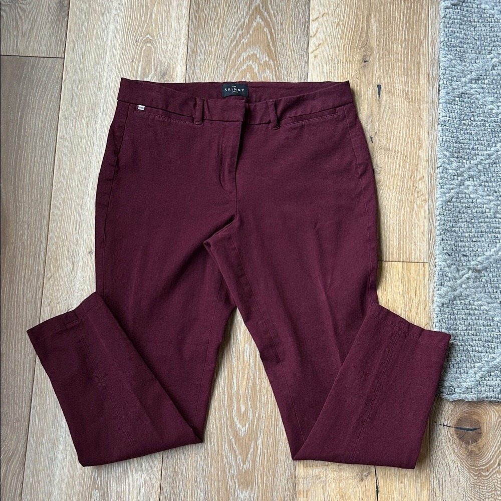 White House Black Market The Skinny Ankle Pants Burgundy Wine Sz 8 Office Chic